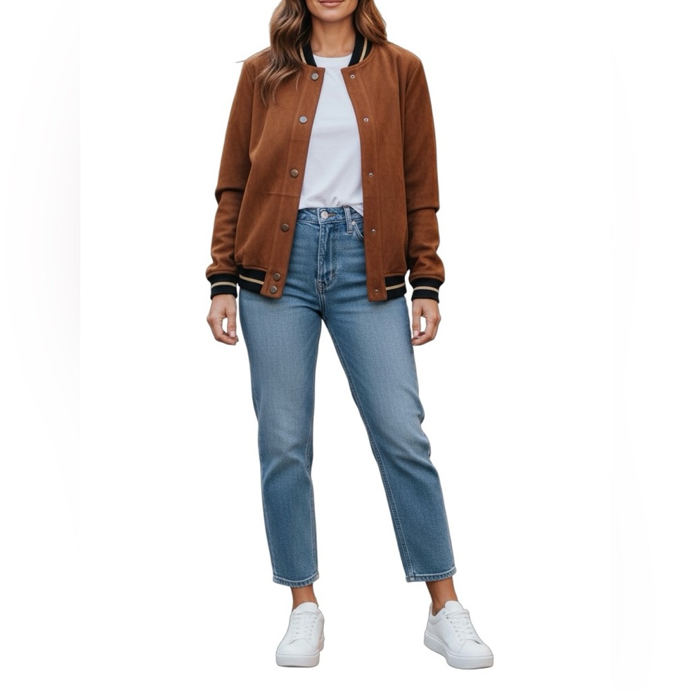Womens Zara basic faux leather bomber jacket small